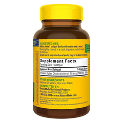 Close-up of Nature Made Vitamin D3 softgels in bottle for easy daily dosing.
