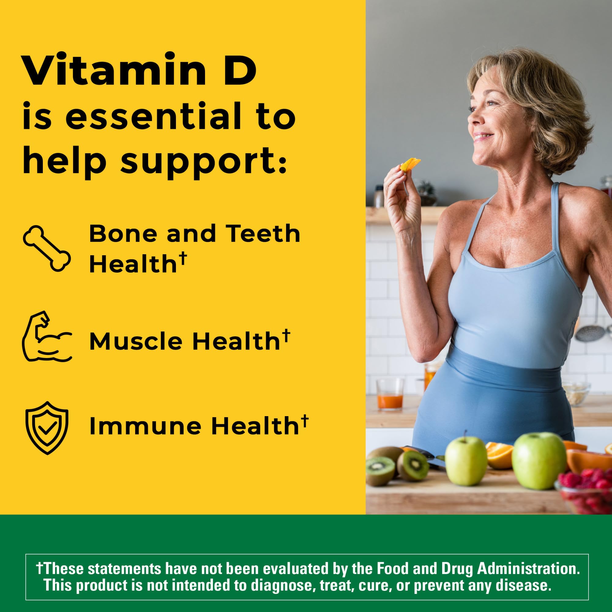 Nature Made Vitamin D3 5000 IU melt-in-mouth tablets shown for convenient daily use.