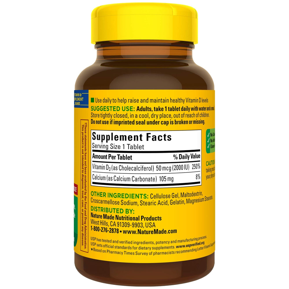 Nature Made Vitamin D3 day supply visual suggesting routine immune and bone support