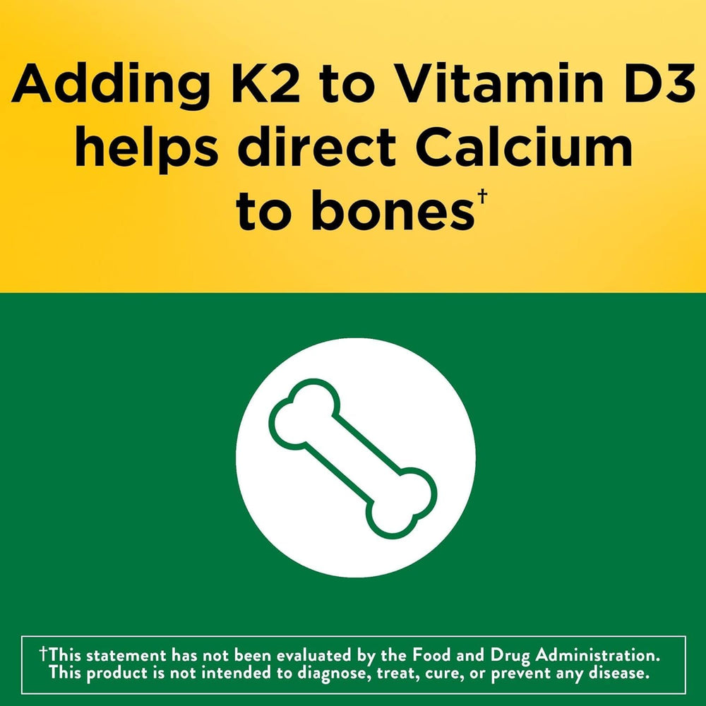 Nature Made D3 K2 softgels ready for daily intake with water.