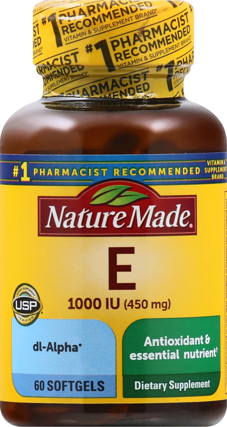Nature Made Vitamin E 450 mg softgels bottle for daily antioxidant support