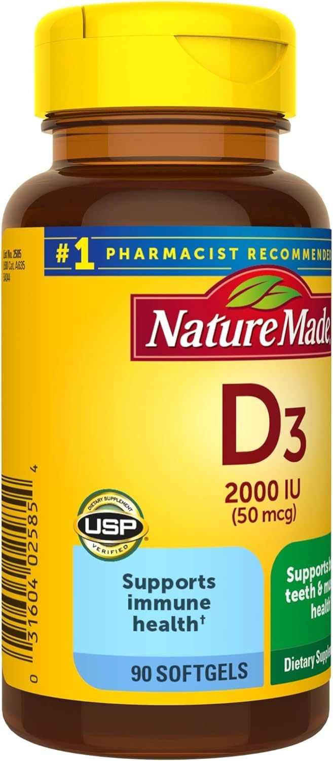 Toma diaria con agua y comida, Nature Made Vitamina D3 facilita la consistencia.