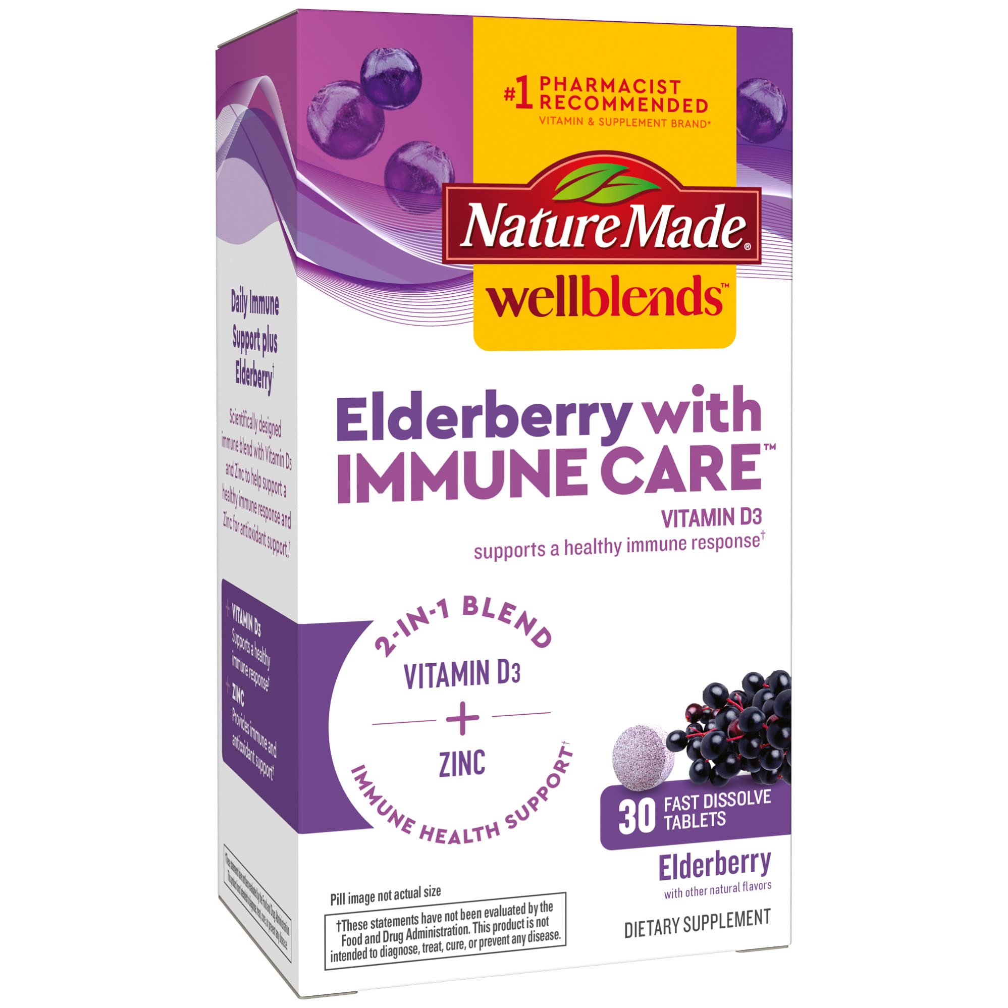 Nature Made Wellblends Elderberry ImmuneCare bottle for daily immune support.