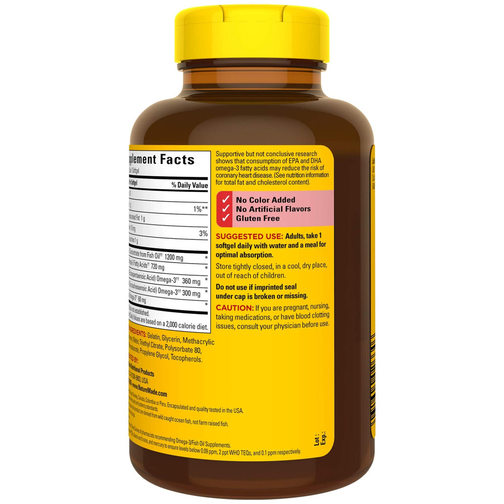 Wild-caught ocean fish origin supports high-quality omega-3 intake from Nature Made.