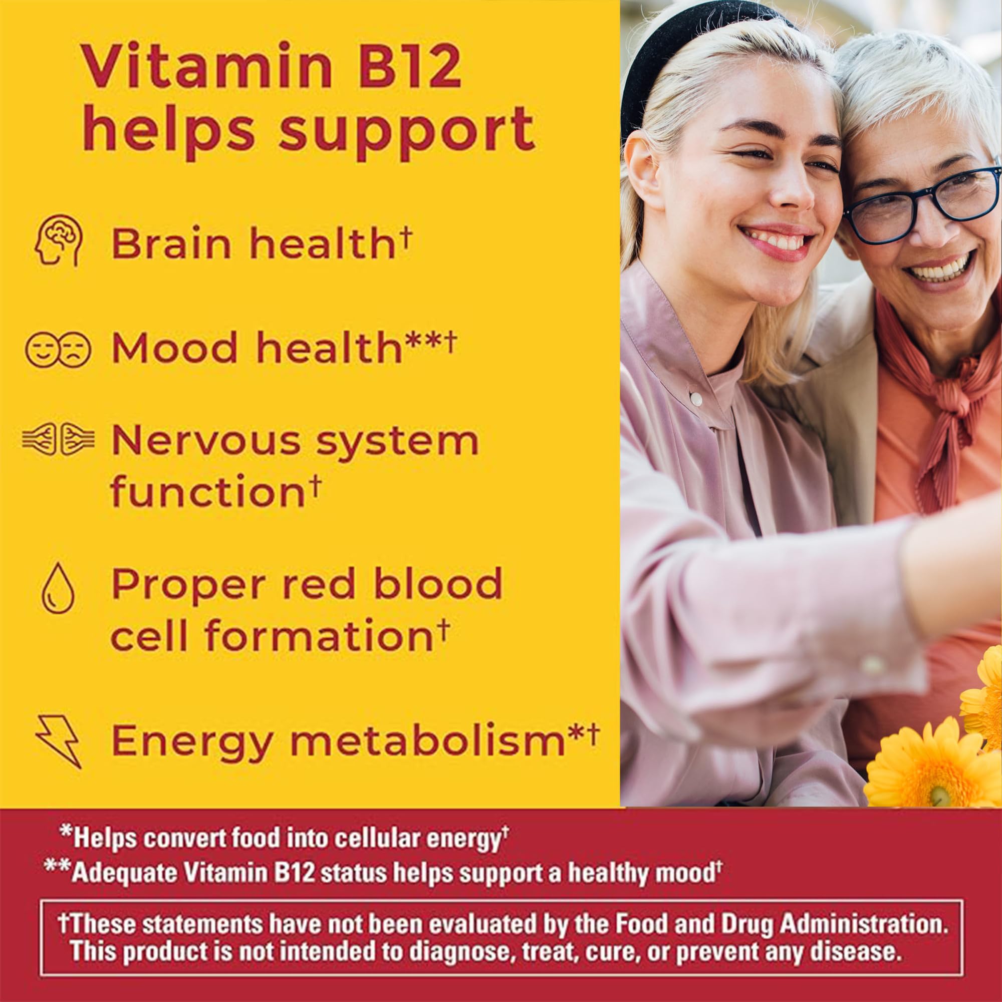 Nature Made B12 gummies close-up showing raspberry color and sugar-free formula for daily use.