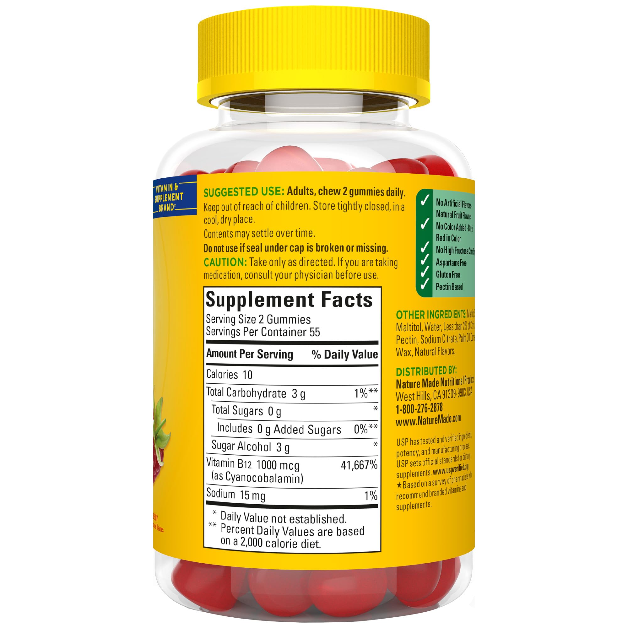 On-the-go lifestyle supported by Nature Made raspberry B12 gummies in a compact bottle.