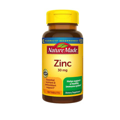 Nature Made Zinc 30 mg bottle front view for daily immune health support.