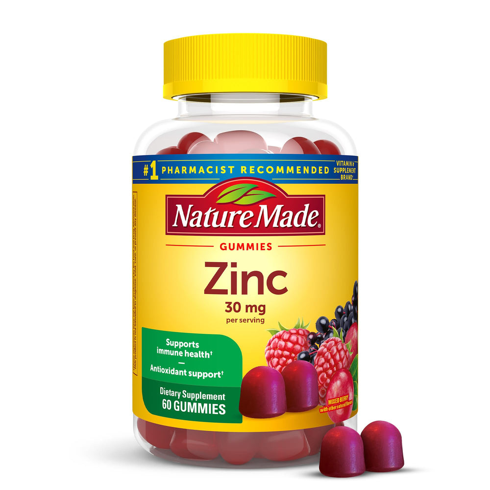 Nature Made Zinc 30 mg bottle showing label and suggested immune support use.