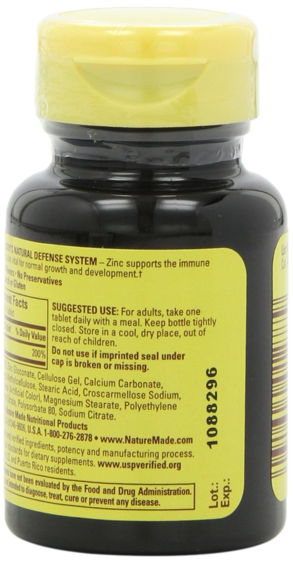 Nature Made Zinc 30mg bottle with 100 tablets in six-pack