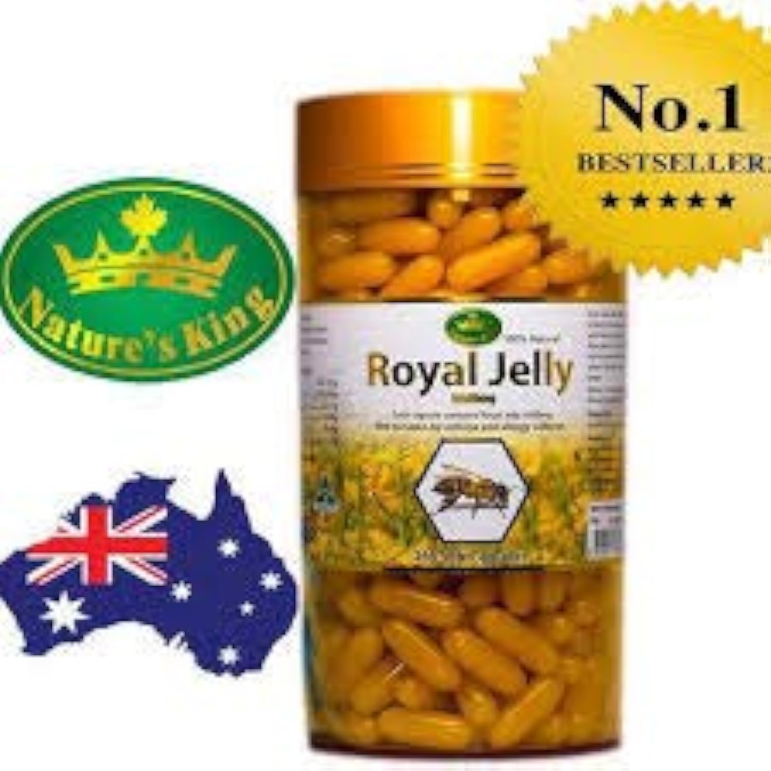 NatureNow Royal Jelly tablets close-up, compact daily dose for energy support