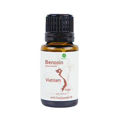 Nature Packaged Benzoin Oil bottle pour conveys calming aroma for aromatherapy.