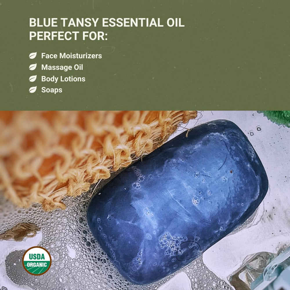 Nature Packaged Blue Tansy oil serum dropper for daily care.