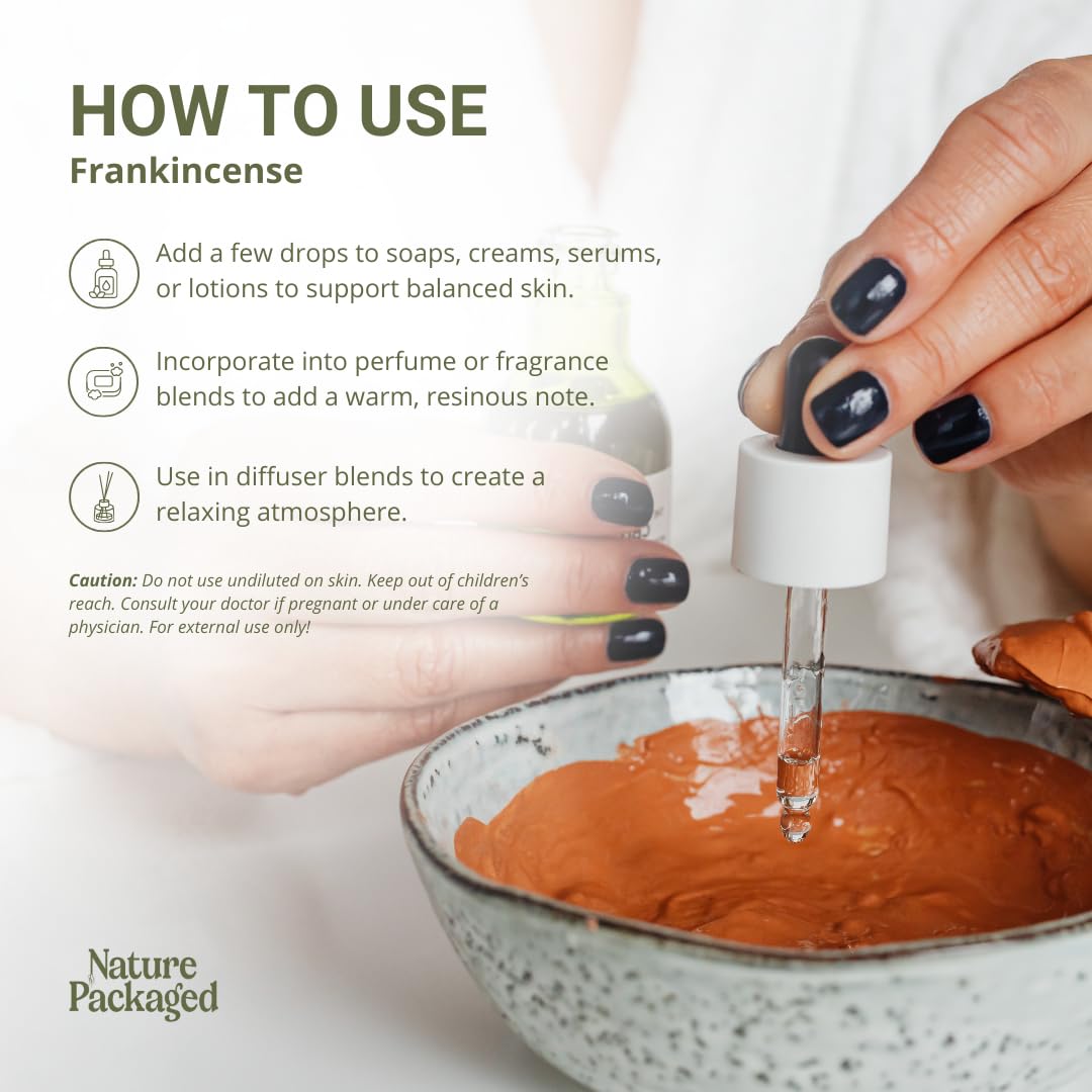 Nature Packaged Aceite Esencial Incienso, cuidado de piel suave y fragancia calmante.