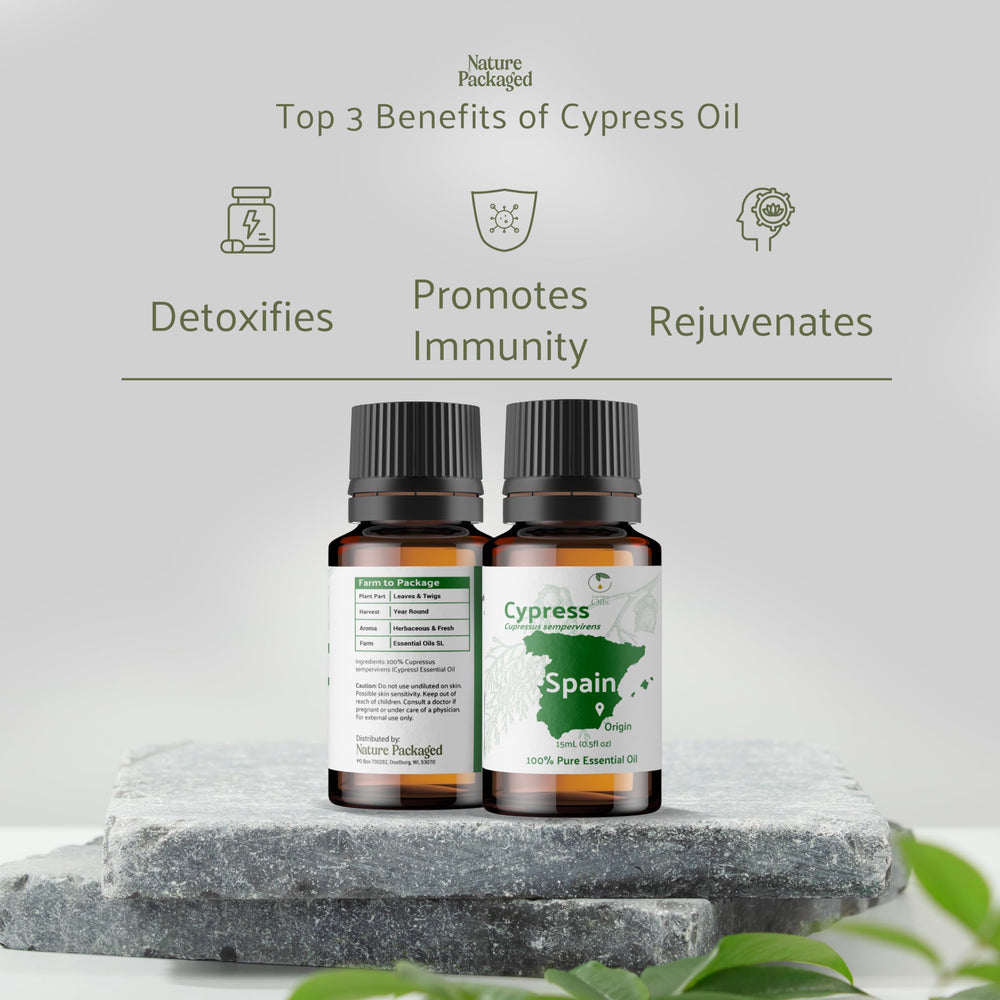 Nature Packaged Cypress diffuser-use showing ready-to-diffuse oil for home fragrance.