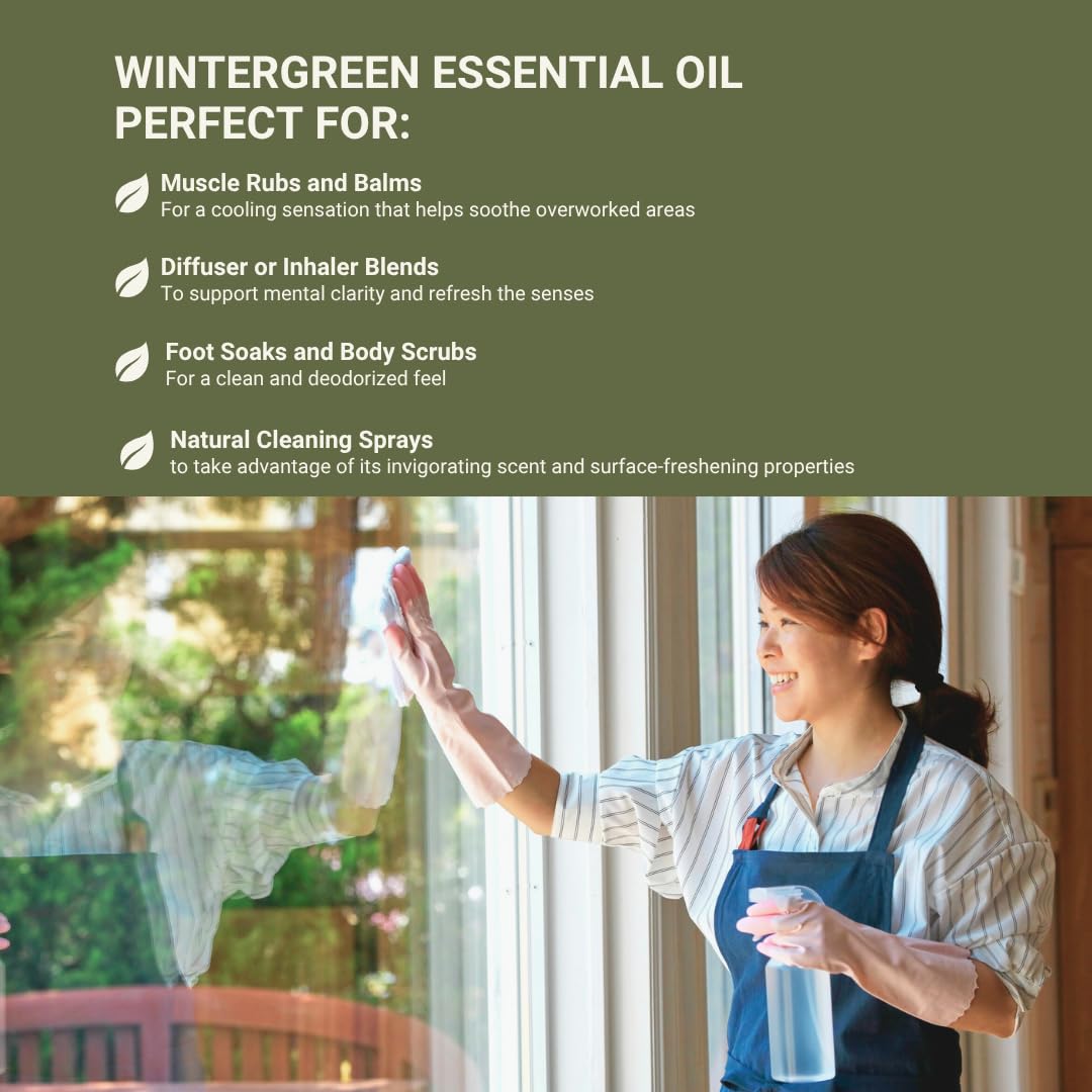 Nature Packaged Wintergreen oil jar close-up highlighting quality and aroma