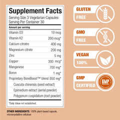 Nature Restore BoneBoost label front confirms gluten-free and non-GMO status.