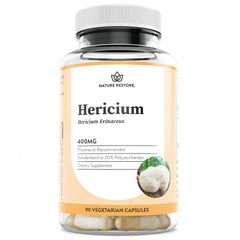 Nature Restore Hericium erinaceus extract capsules for daily wellness support.