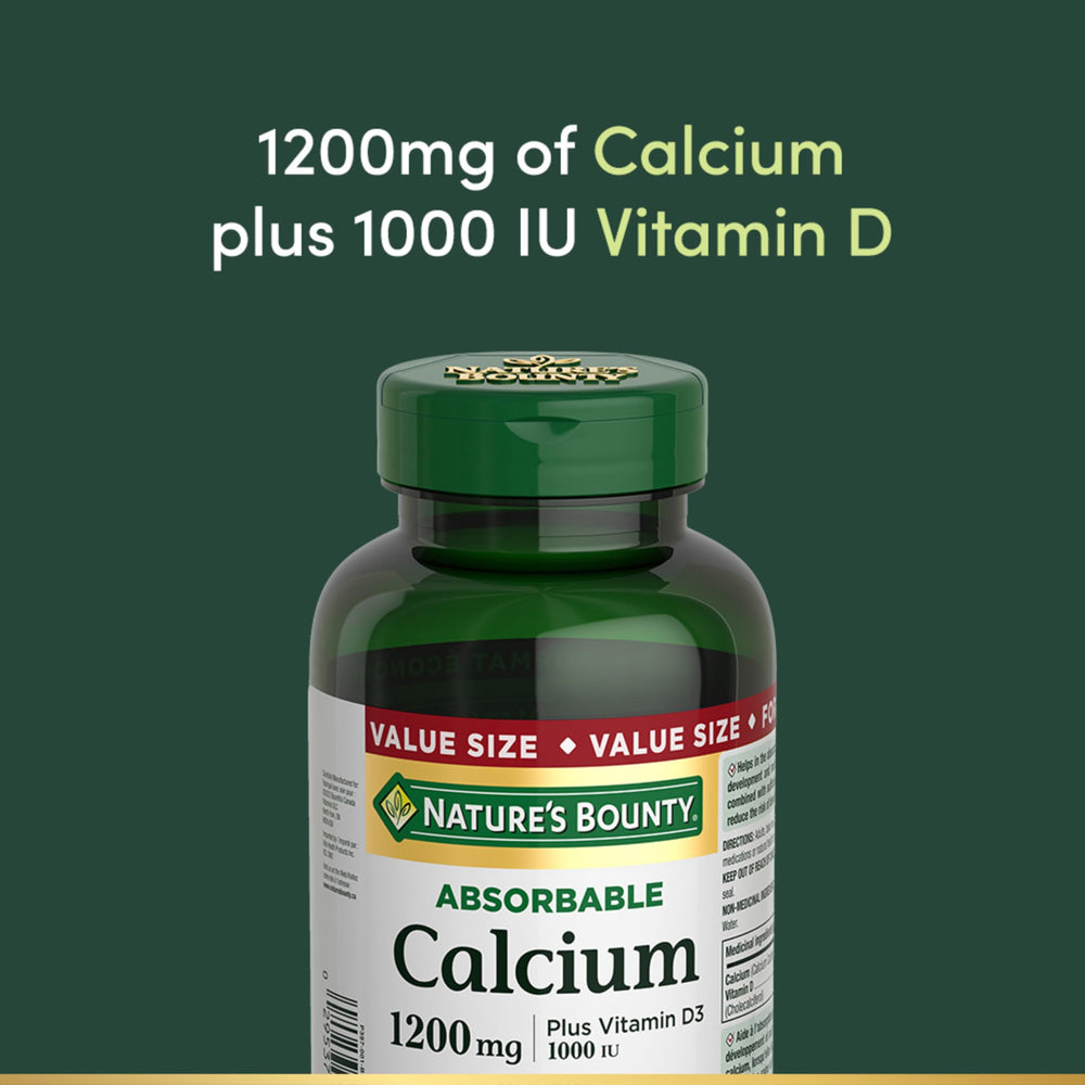 Nature's Bounty calcium softgels close-up for easy daily intake