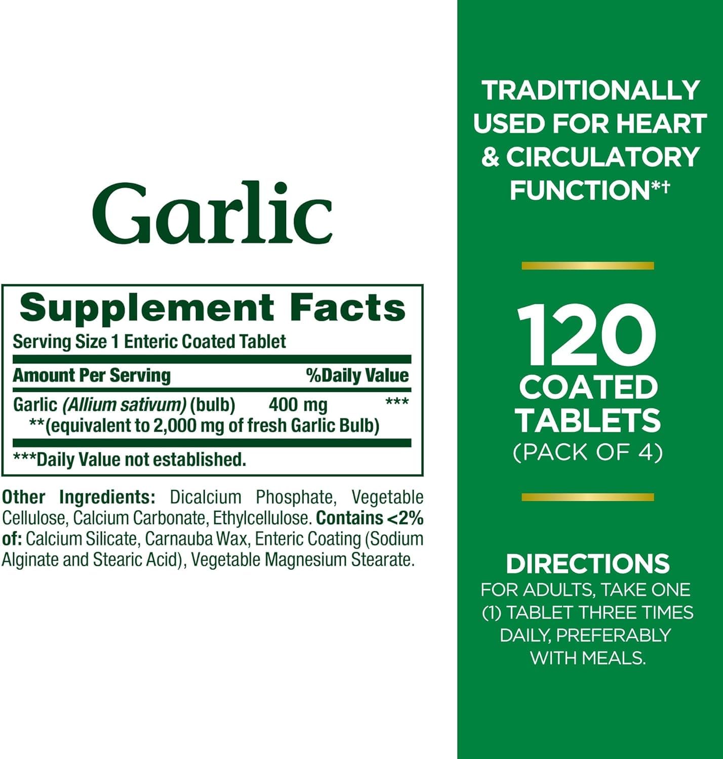 Nature's Bounty enteric-coated garlic tablets to reduce aftertaste.