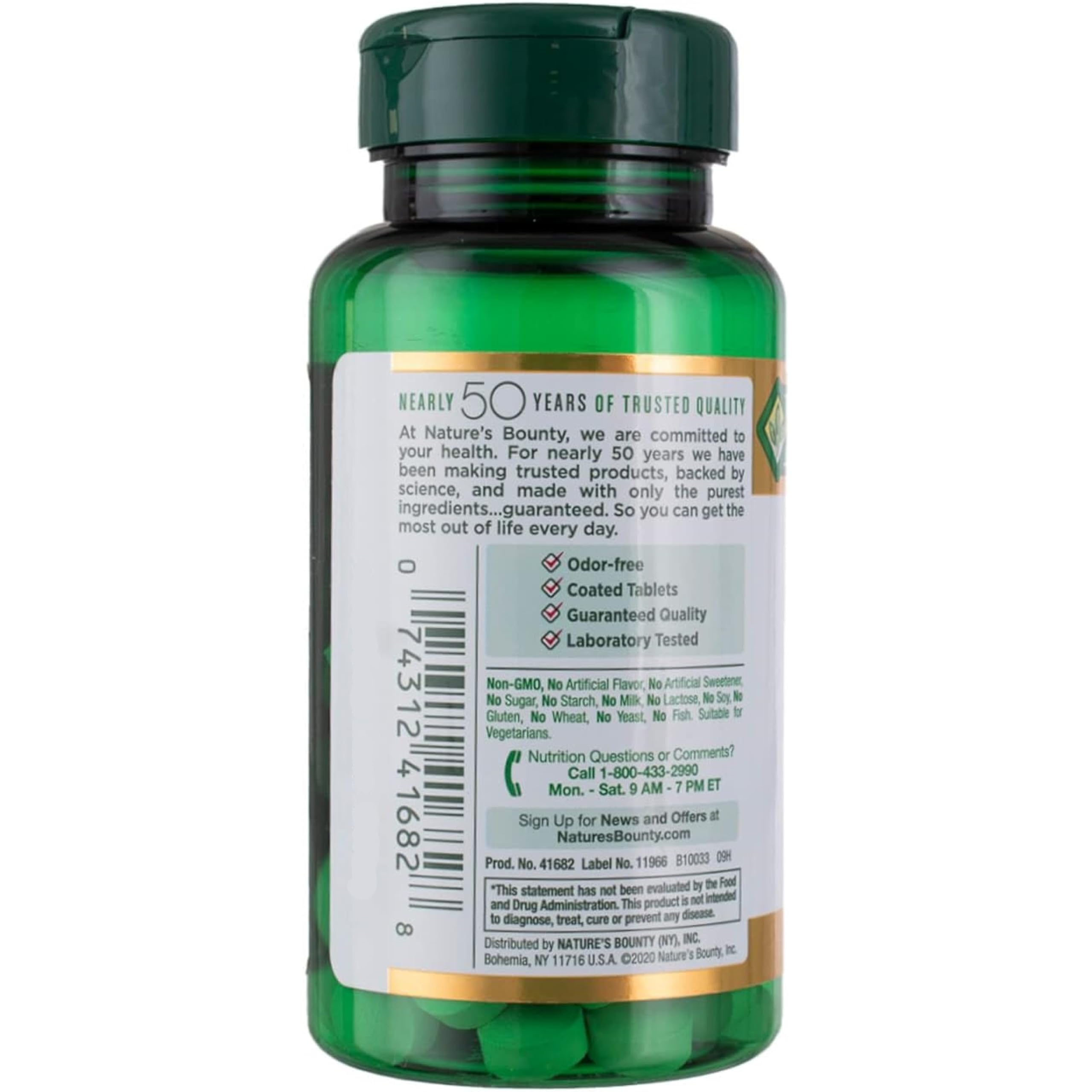 Nature's Bounty garlic processed by cold method to preserve goodness.