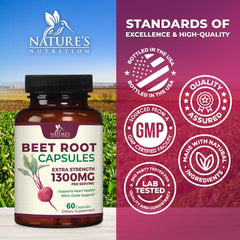 Nature's Nutrition Beet Root bottle beside a glass suggesting daily energy routine