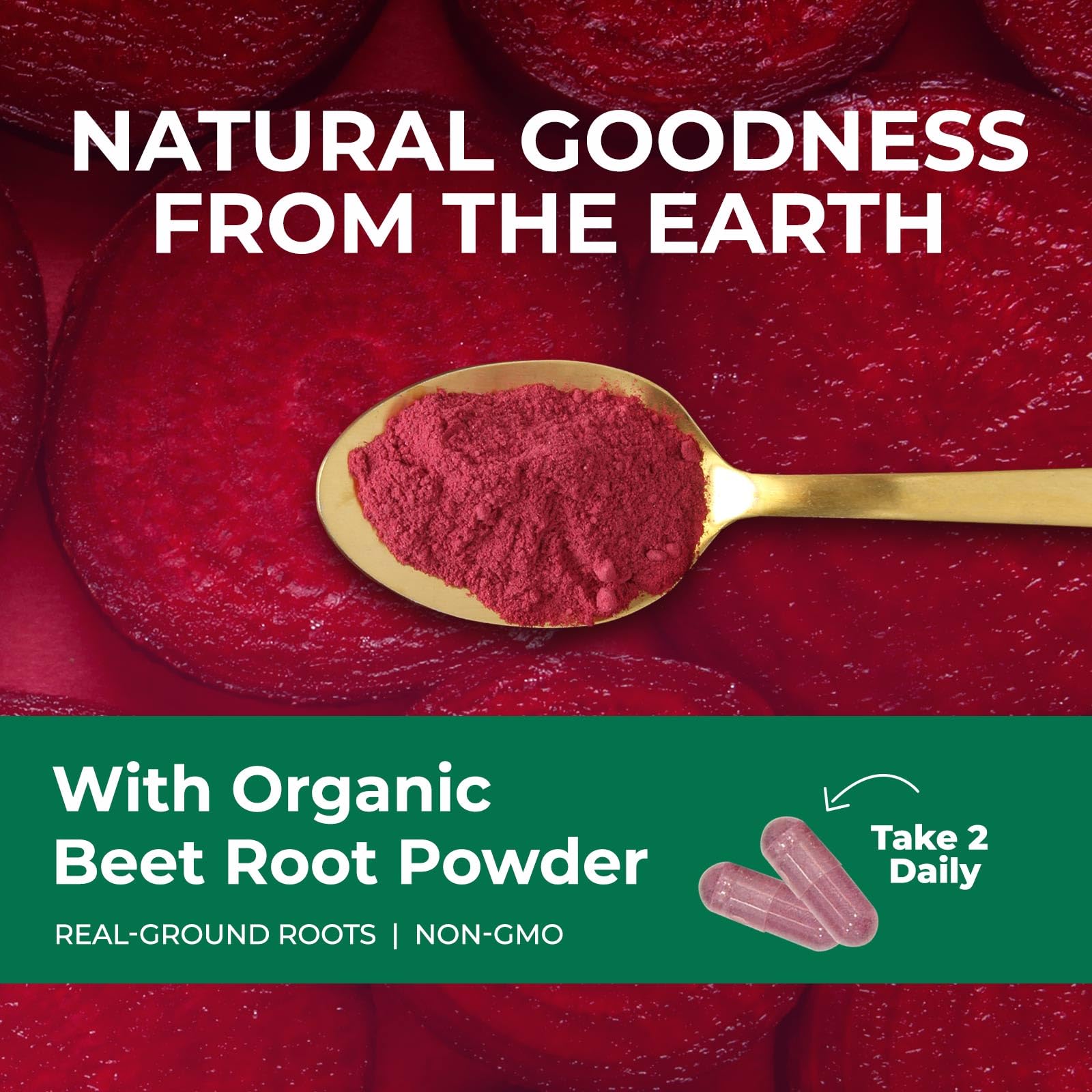 Nature's Nutrition Beet Root vegan gluten-free capsules on display