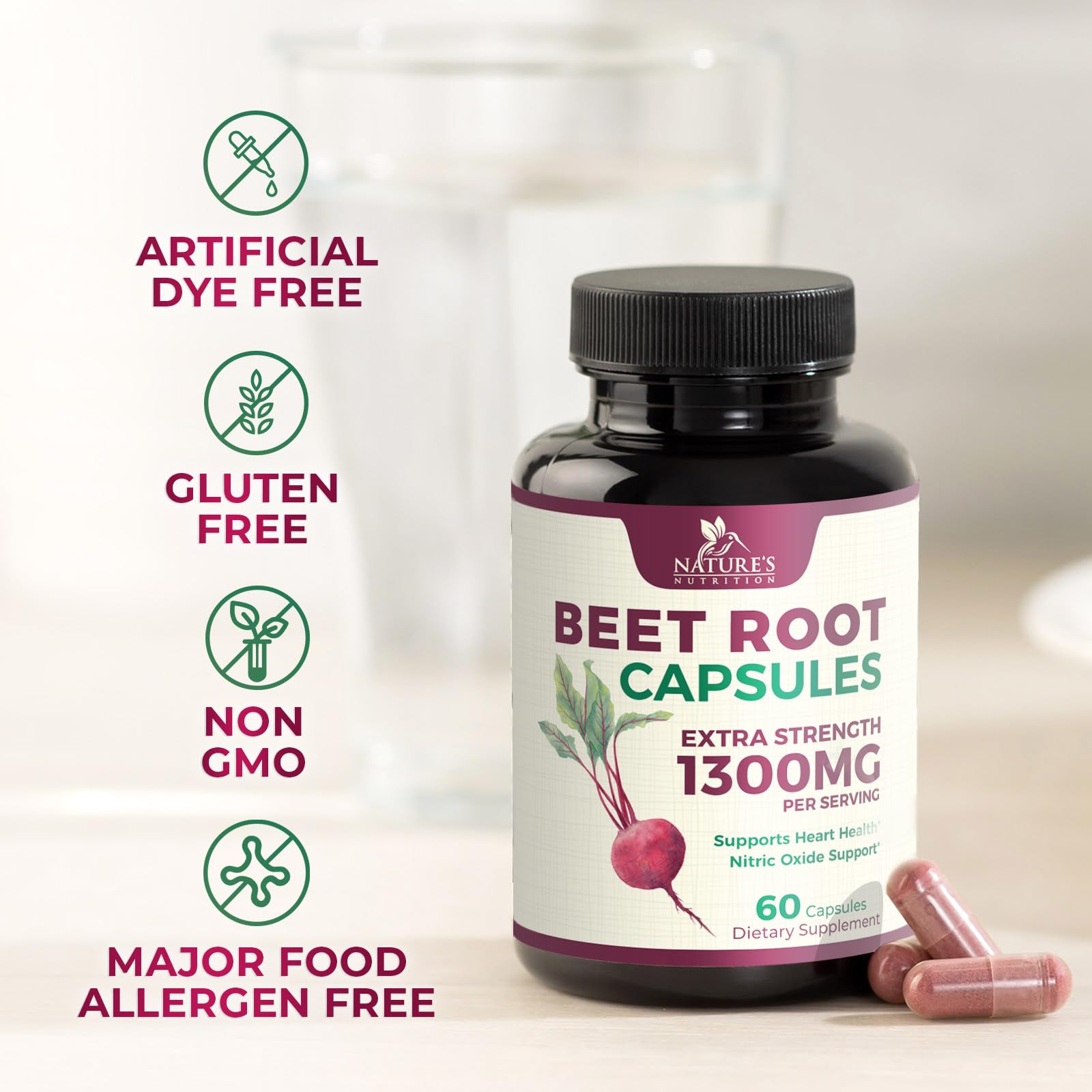 Beet Root capsules from Nature's Nutrition ideal for daily energy