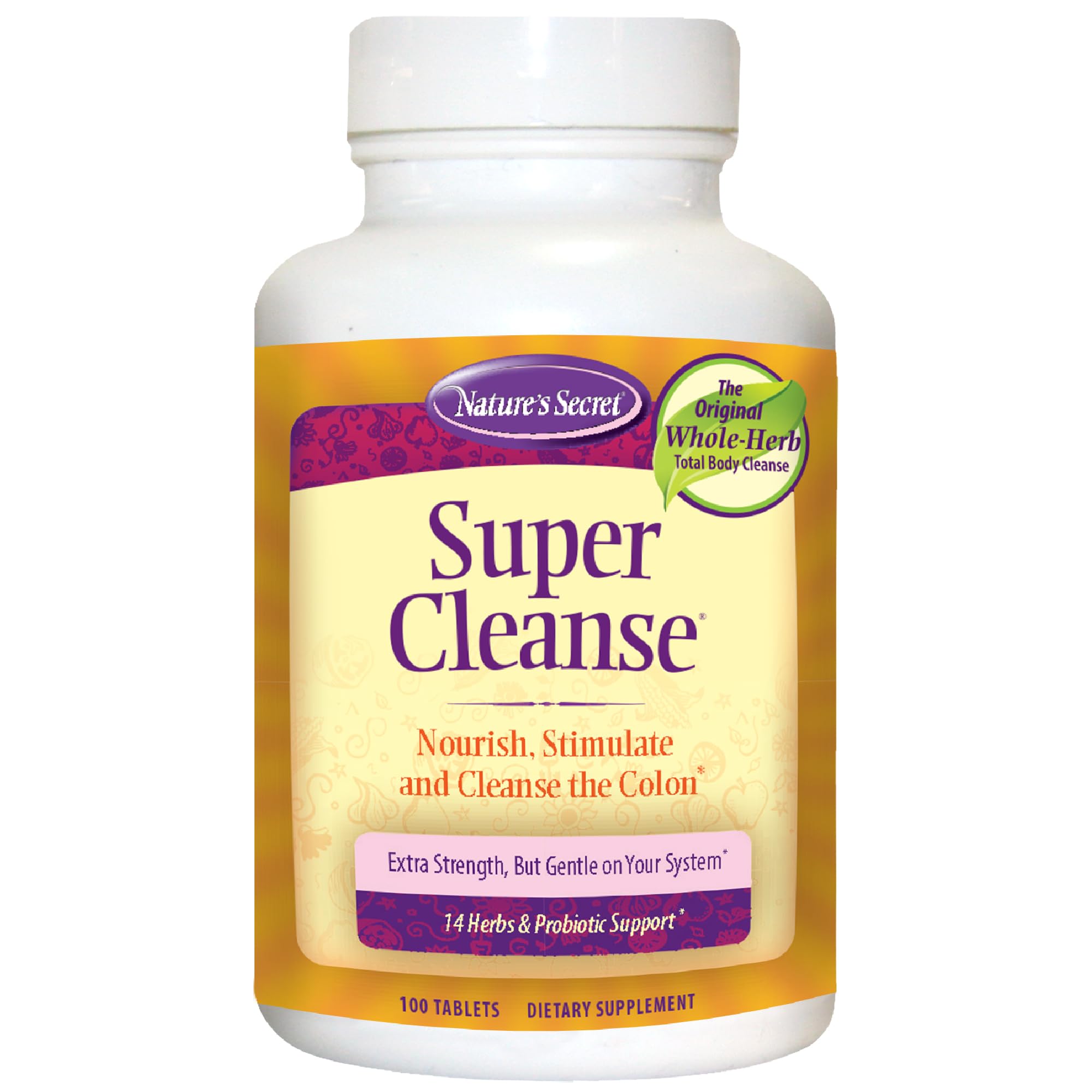 Nature's Secret Super Cleanse bottle front view highlighting brand and detox focus