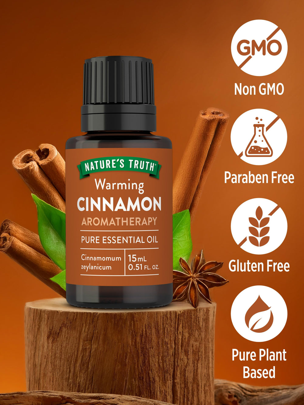 Nature's Truth Cinnamon essential oil used in shower or bath.