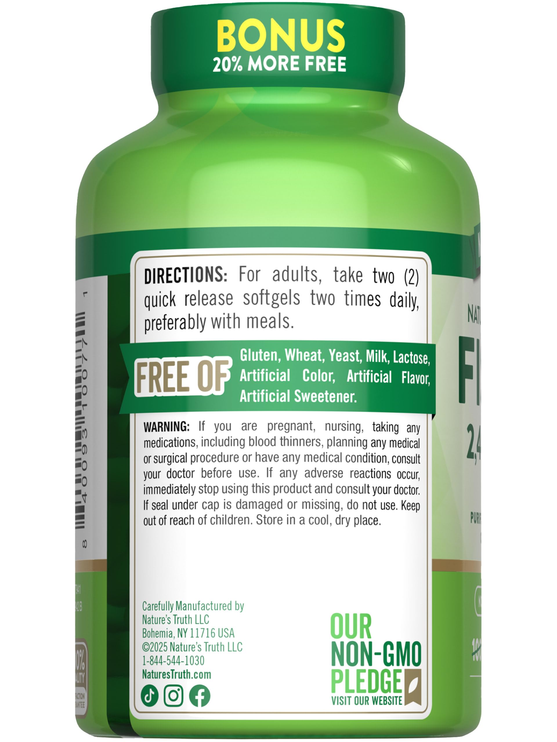 Nature's Truth Fish Oil 2400mg three generations trusted brand