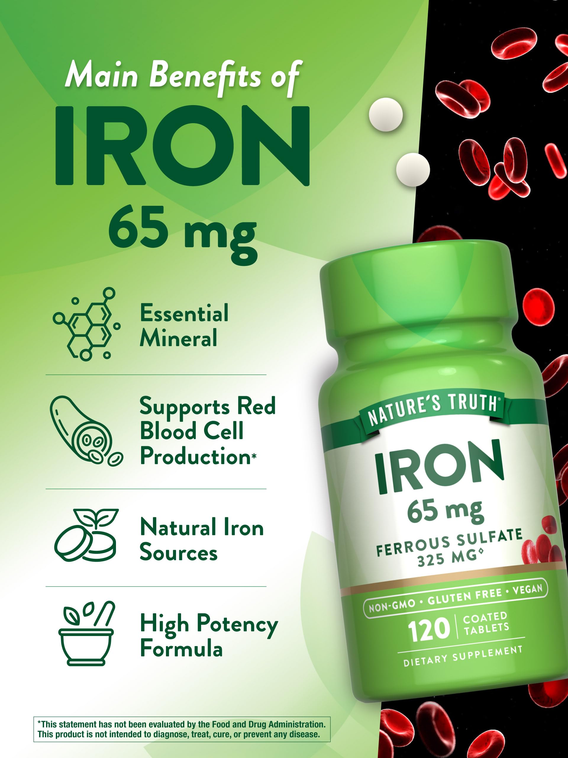 Nature's Truth non-GMO iron supplement product image