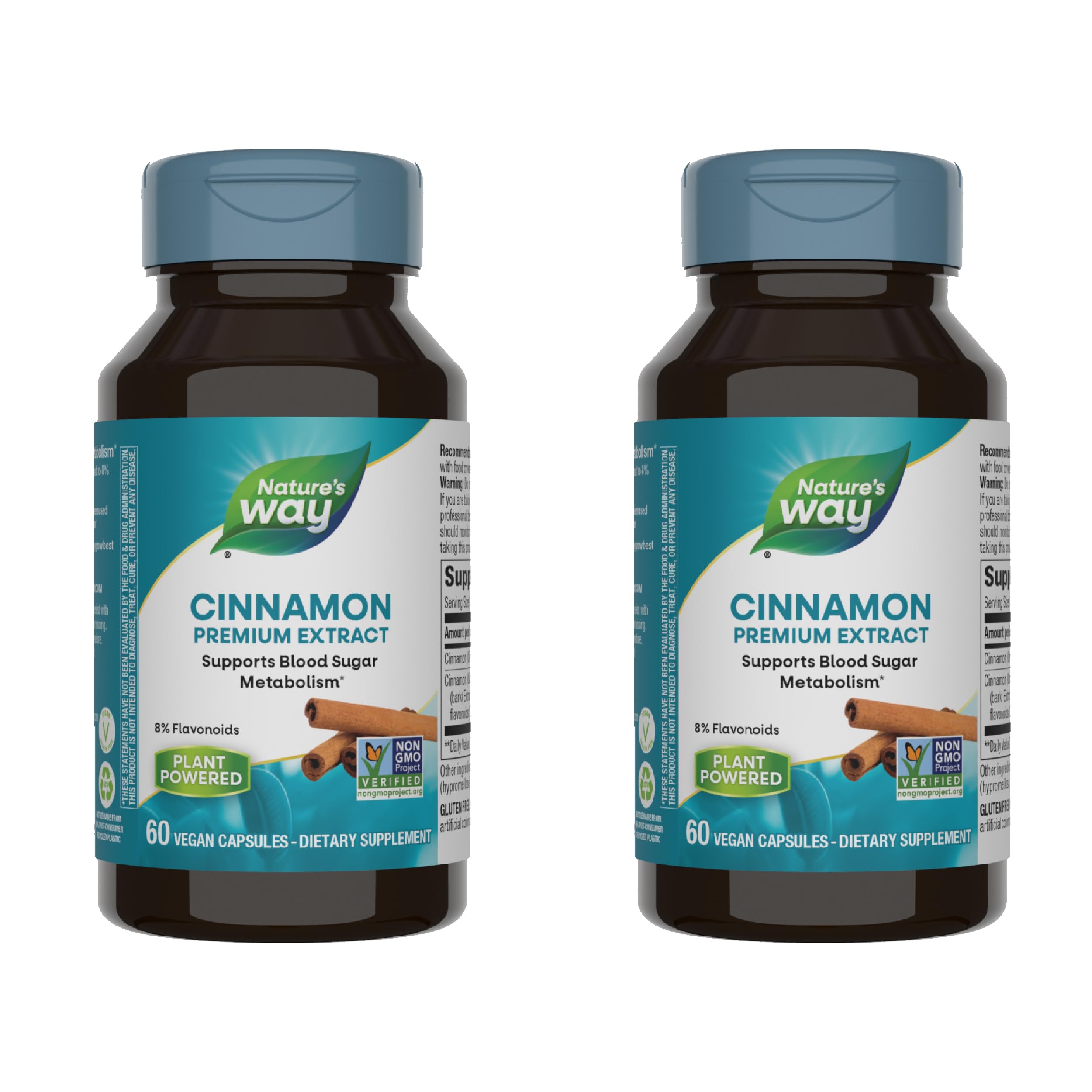 Nature's Way Cinnamon Extract bottle highlighting 8% flavonoids for daily flavor