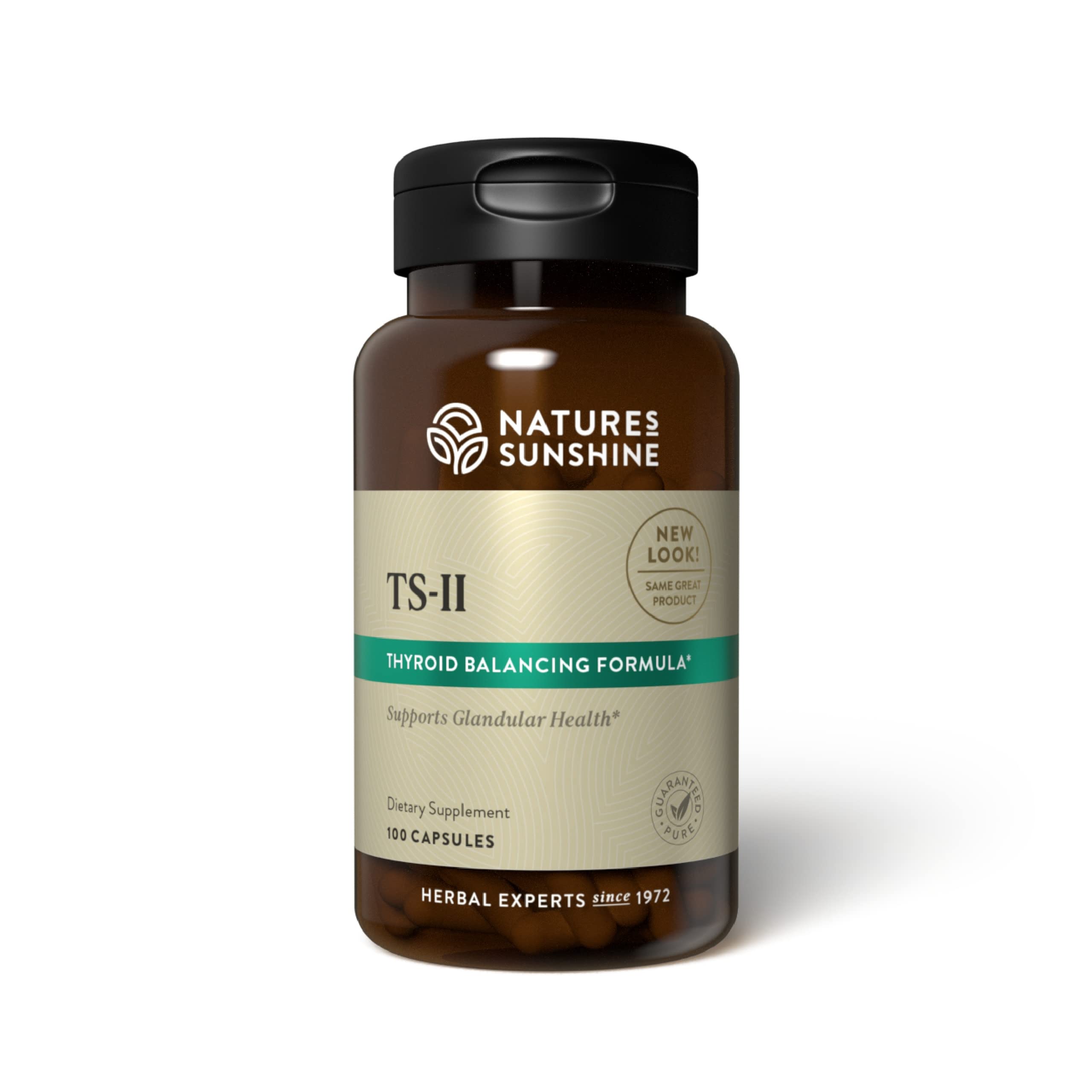 Nature's Sunshine TS II bottle front for thyroid support and overall balance.
