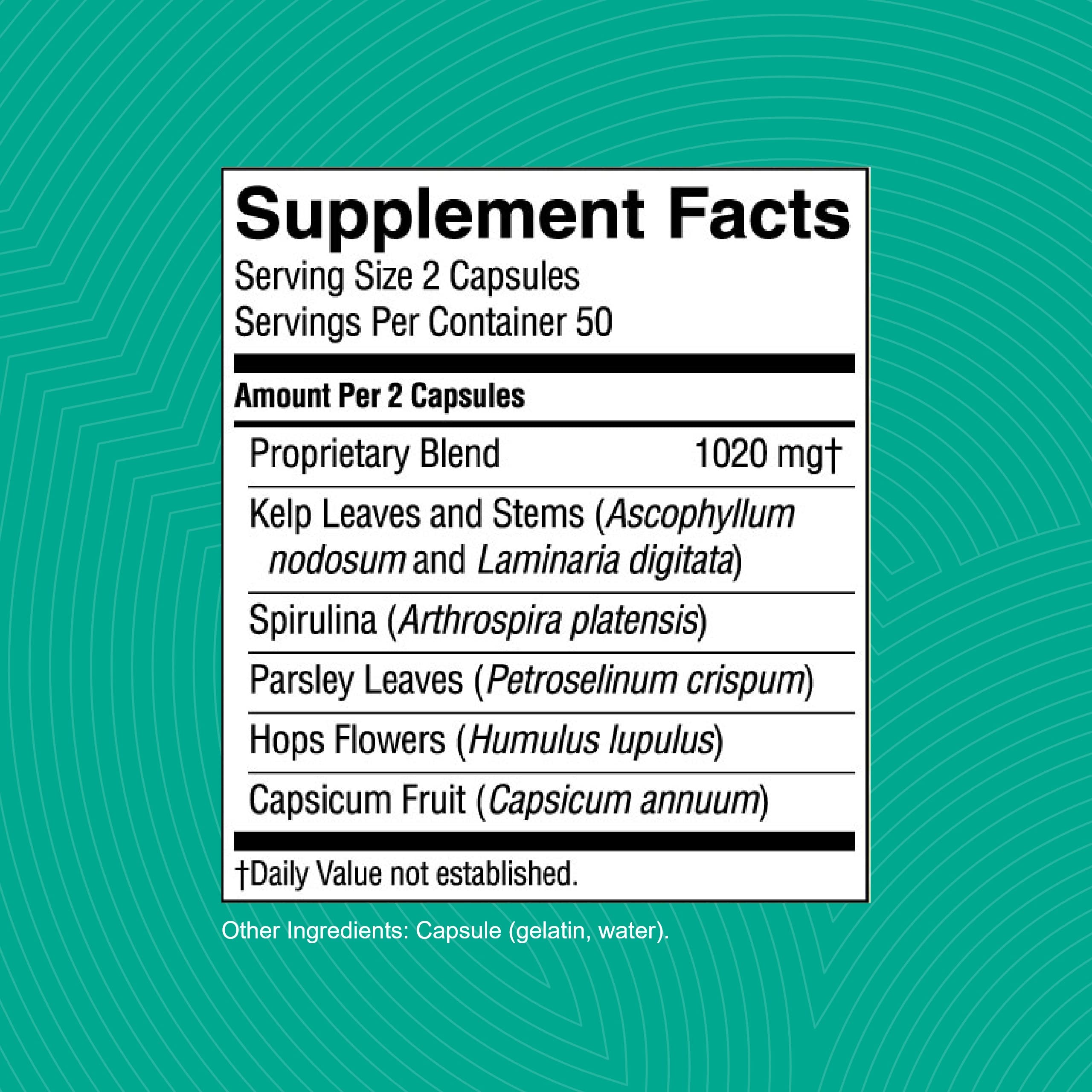 Nature's Sunshine TS II capsules closeup emphasizing convenient daily capsules for glandular support.