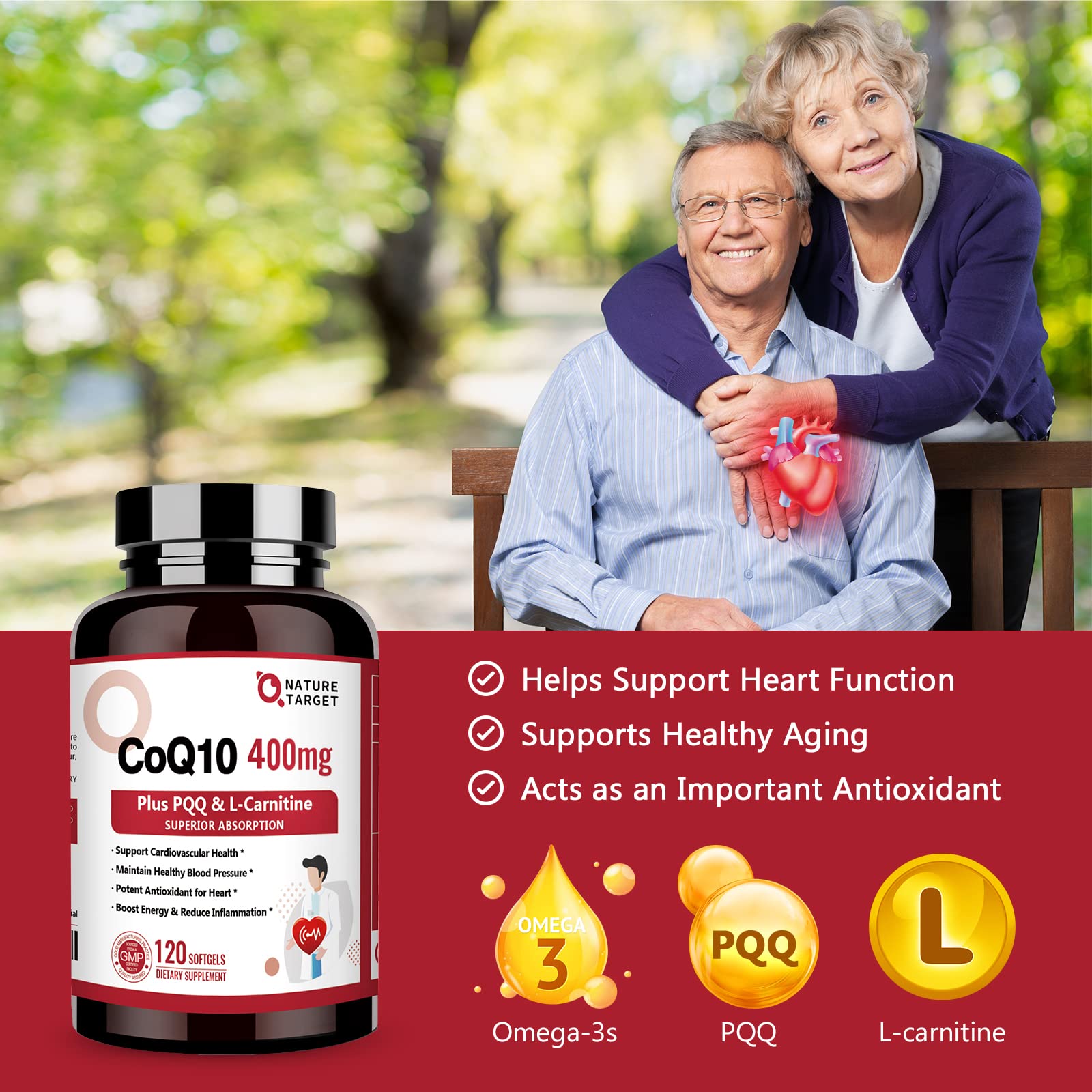 Nature Target CoQ10 400mg test and purity seal on bottle