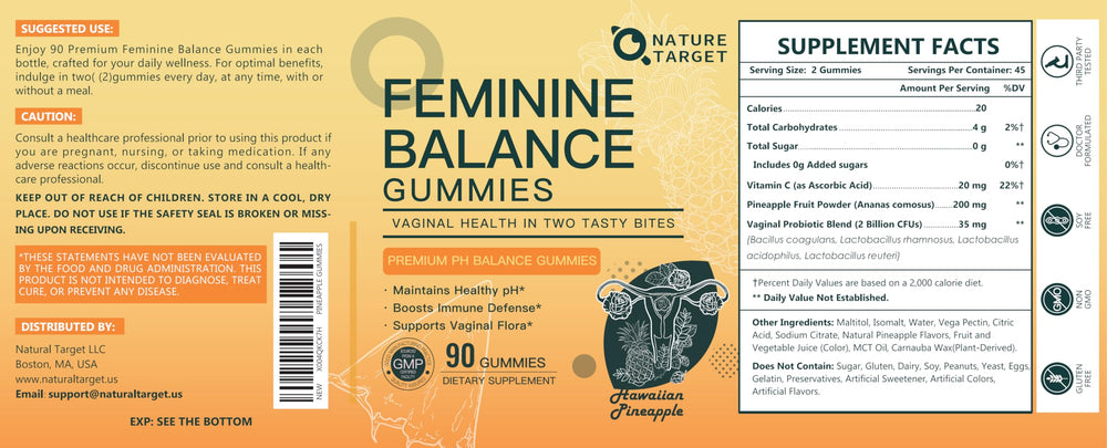 60-count packaging of Nature Target Feminine Balance for ongoing routine