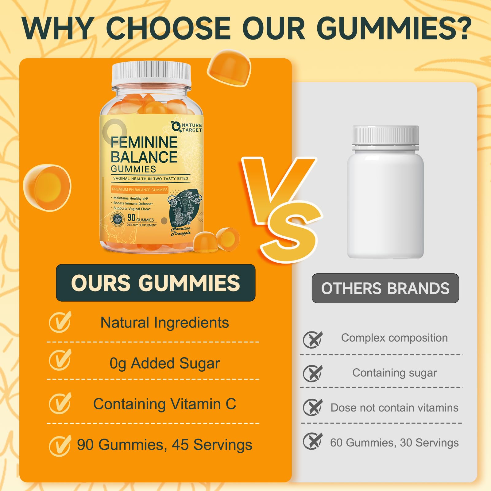 Pineapple-flavored, sugar-free gummies offering convenient daily use