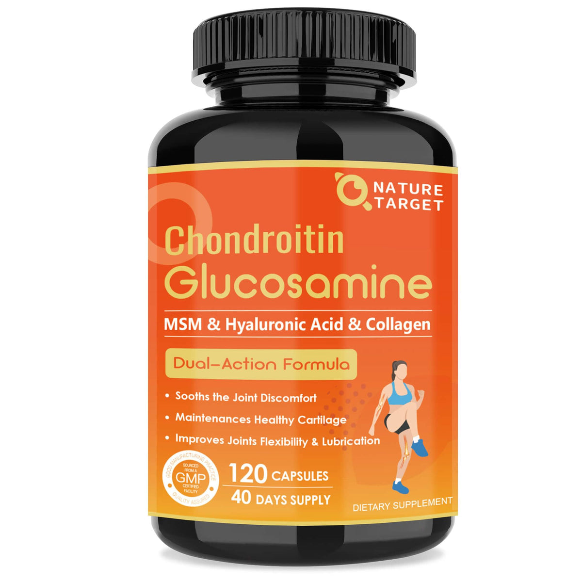 Nature Target Glucosamine Chondroitin eight-in-one bottle front supports joint mobility.