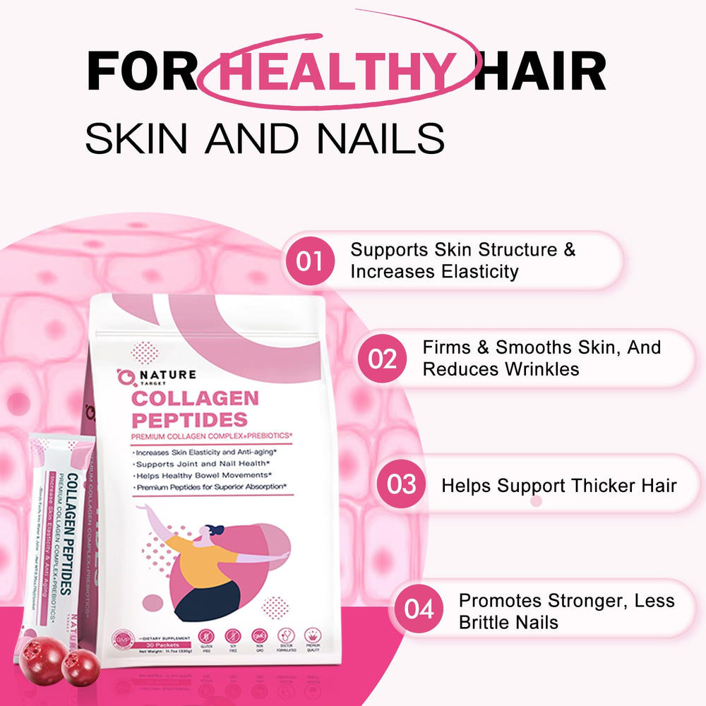 Nature Target hydrolyzed collagen peptides dissolving quickly in water for easy use.