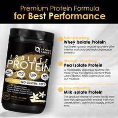 Nature Target Isolate Whey Vanilla dissolving in water demonstrates quick mixability.
