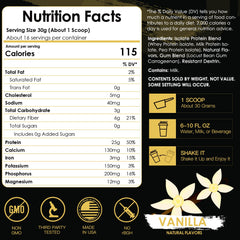 Nature Target Isolate Whey Vanilla serving label emphasizes sugar-free and low-carb profile.