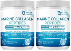 Nature Target Marine Collagen Powder pack two tubs ready for daily use, enhanced routine.