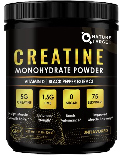 Nature Target micronized creatine bottle close-up showing premium training support