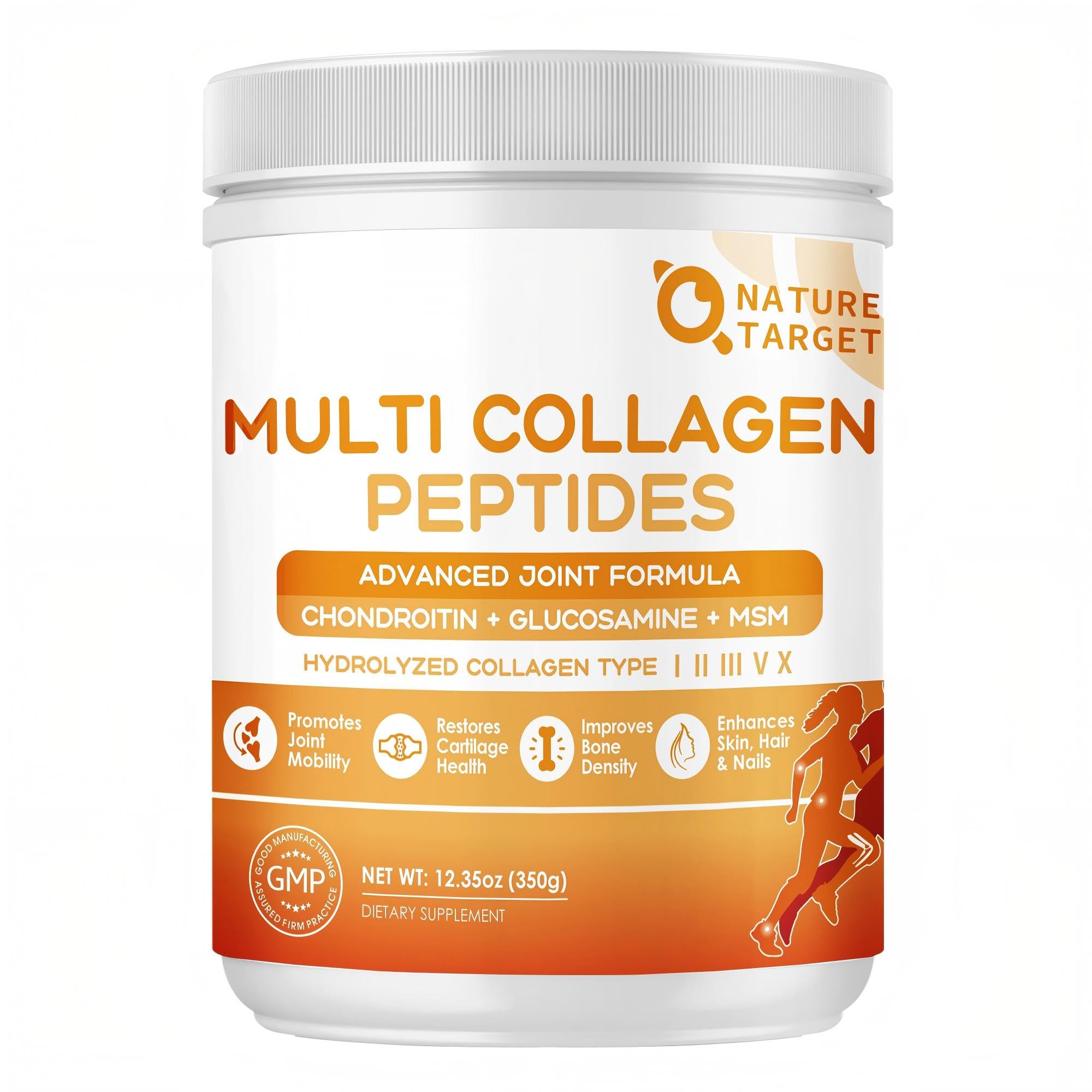 Nature Target Multi-Collagen bottle highlighting joint support and skin vitality