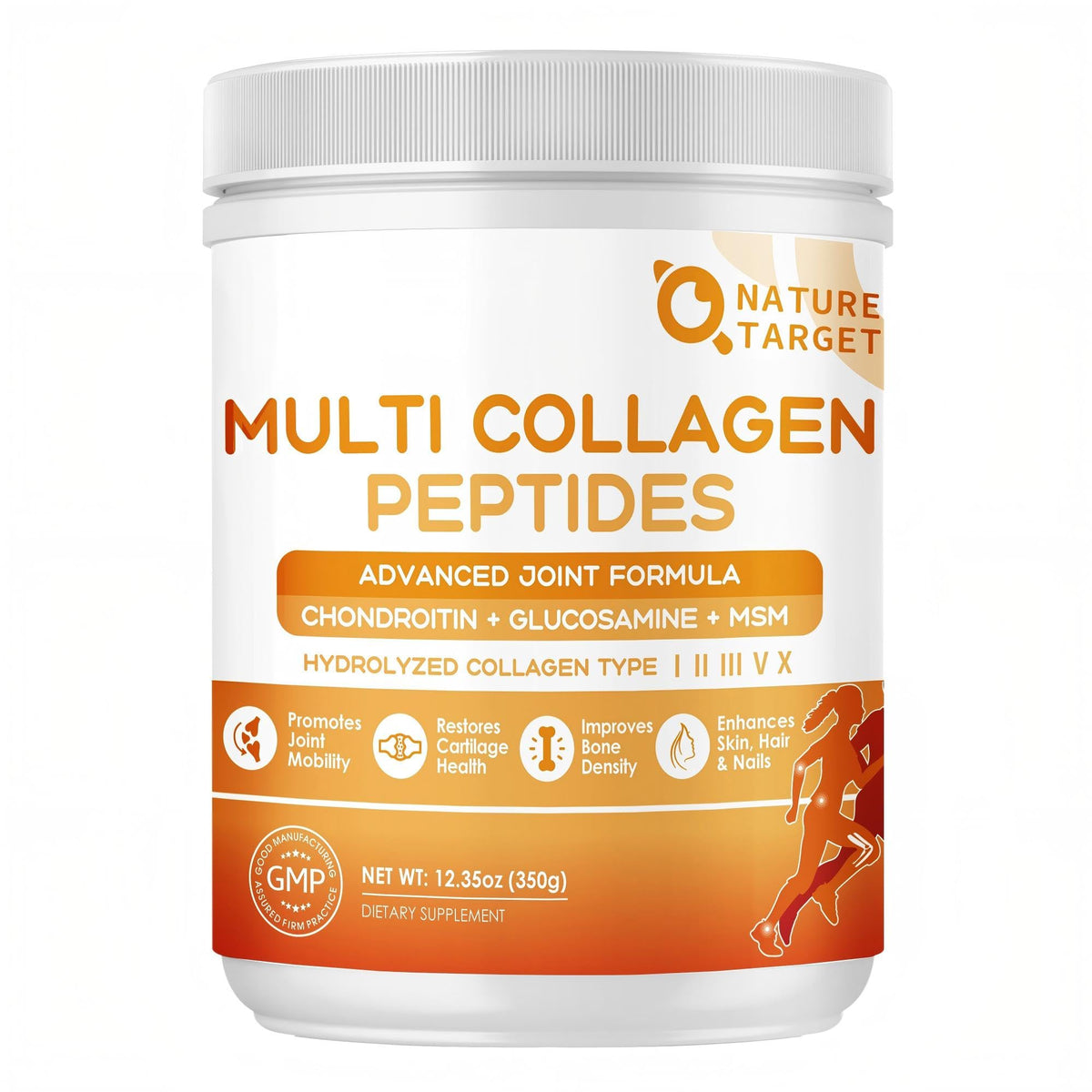 Nature Target Multi-Collagen bottle highlighting joint support and skin vitality