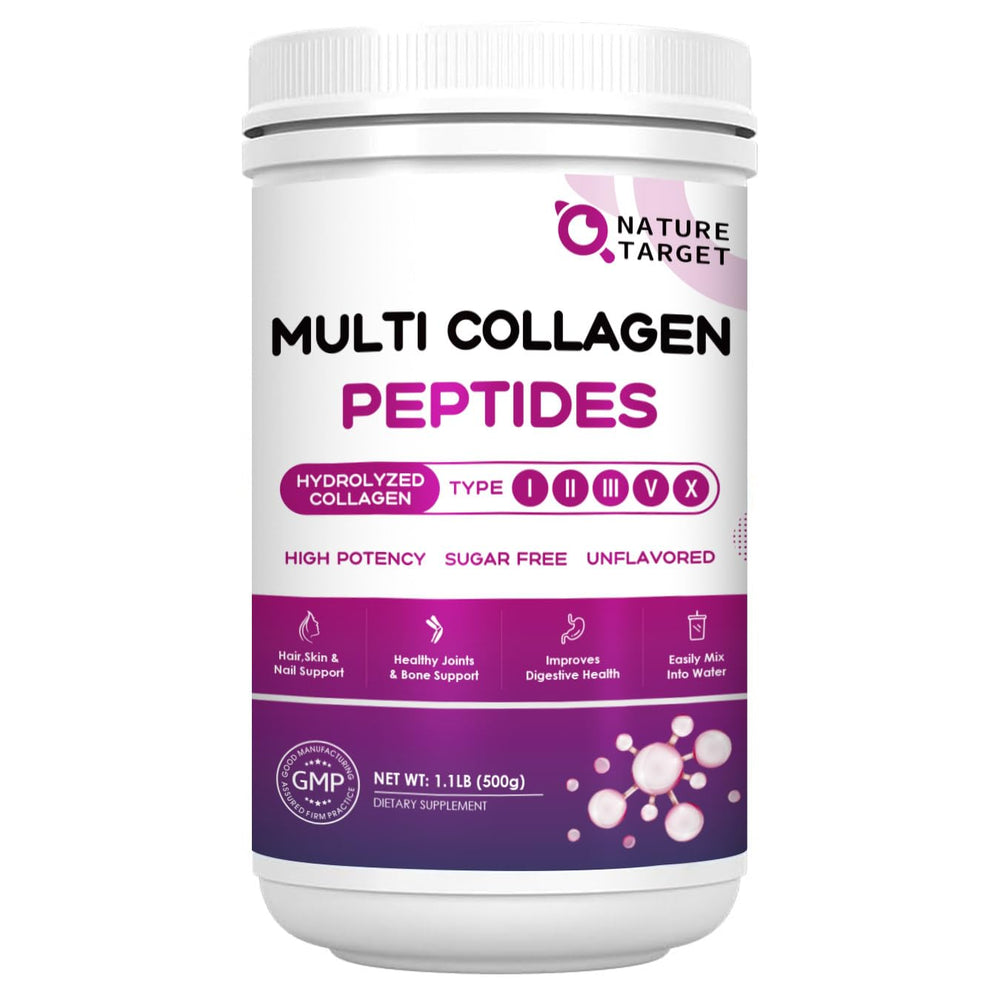 Nature Target Multi Collagen powder tub front supports skin and joints