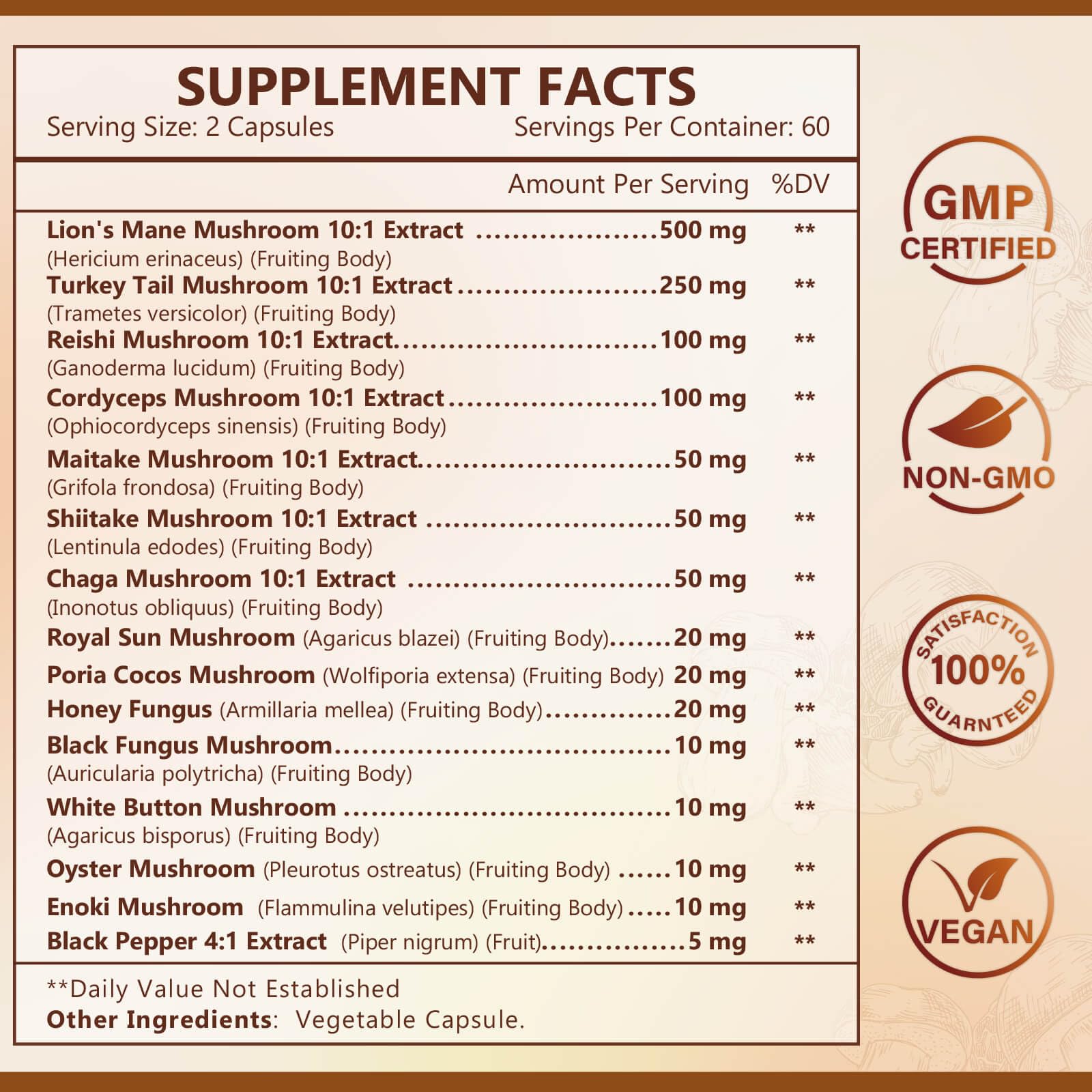 Nature Target 14-in-1 blend close-up with Lion's Mane and mushrooms