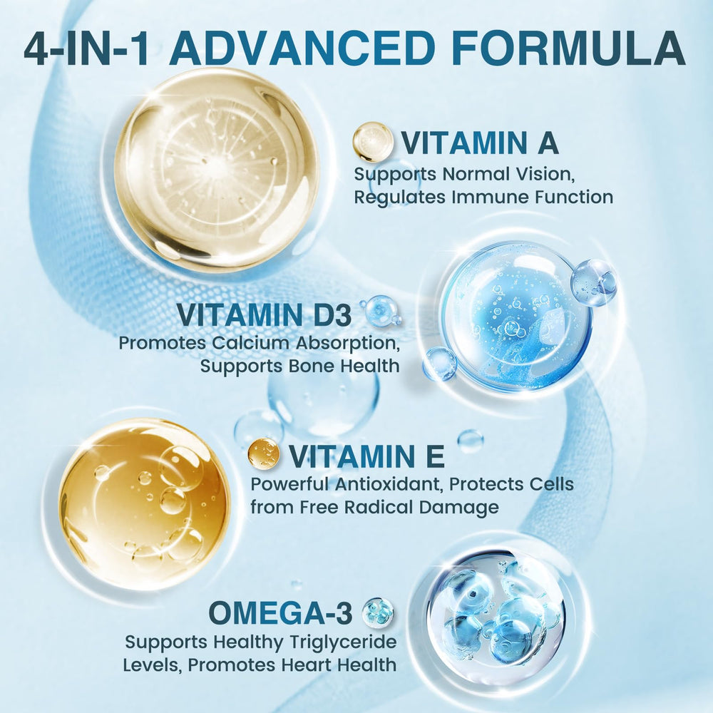 Nature Target Omega-3 softgels with vitamins A, D3, E improve absorption.