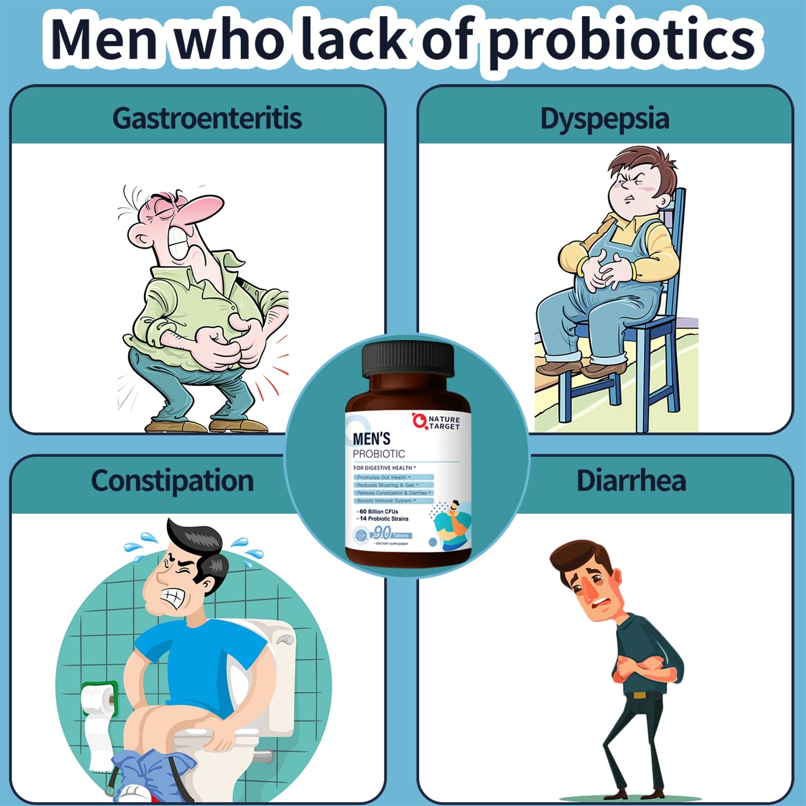 Nature Target Probiotics for Men daily routine illustration.