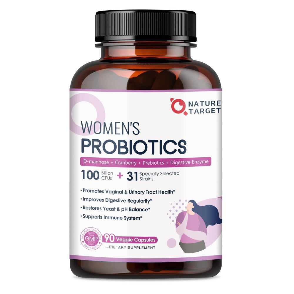 NATURE TARGET Probiotics for Women bottle front promotes daily gut balance.